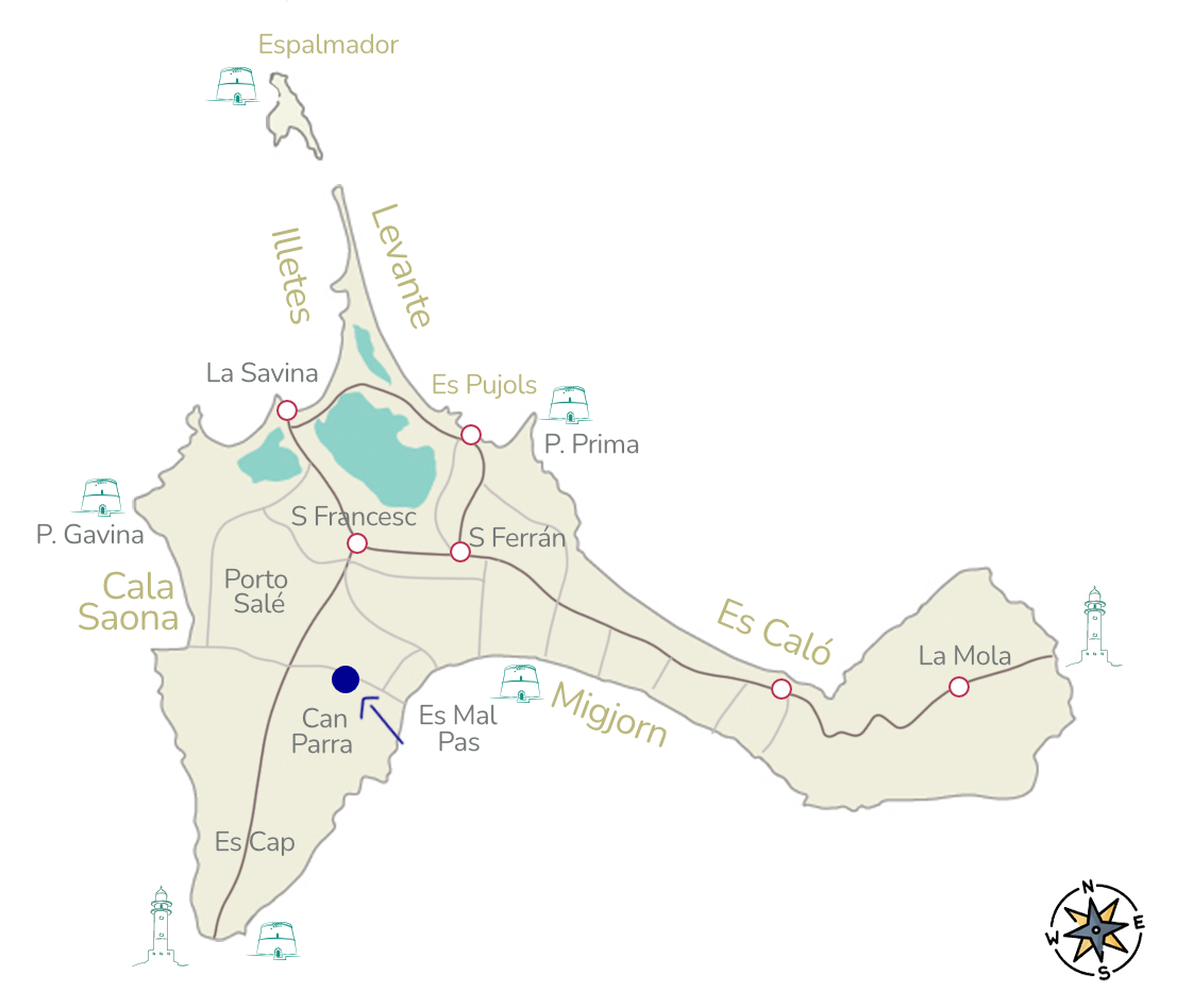Mapa para alojamientos Mapa Villa en Can Parra Formentera